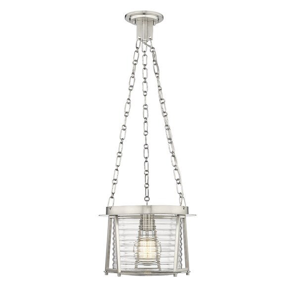 Z-Lite Cape Harbor Pendant, 1-Light, 13 In.W x 9 In.H, Brushed Nickel/Water hammered 7503P13-BN - main